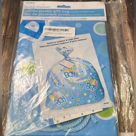 5for$10 Extra-Large Blue Polka Dots Gift Bag for Baby Shower - 44" x 36" Boy - Picture 3 of 5